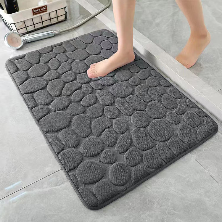 Koraal fleece reliëf stenen badmat